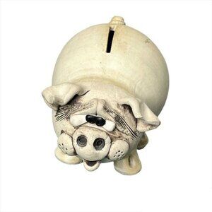 Pottery Piggy Bank Farmhouse Distressed
